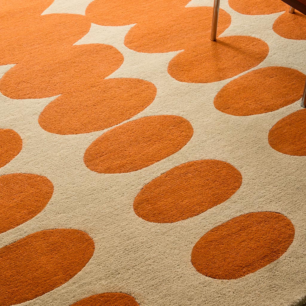 Optical Oval Orange / Sand Tapis | Taille: 250 × 350 cm