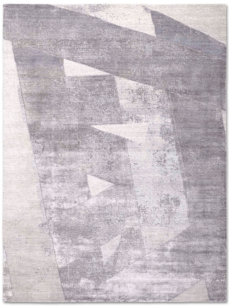 Tapis tissé main Argent Neige