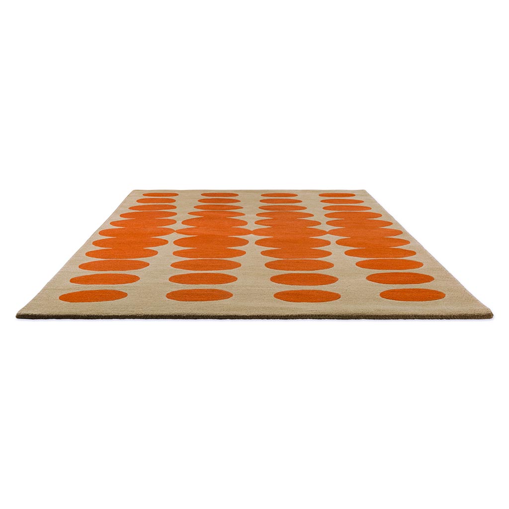 Optical Oval Orange / Sand Tapis | Taille: 250 × 350 cm