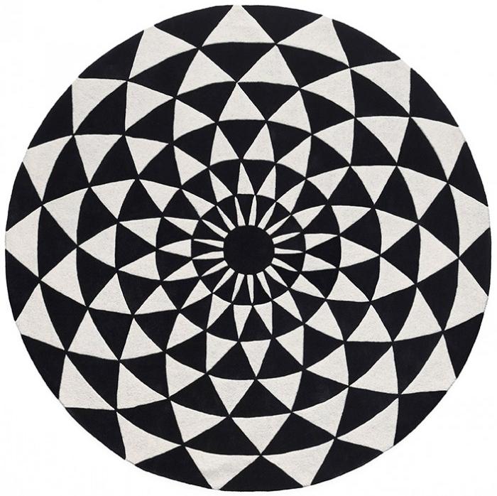 Tapis Rond Noir & Blanc