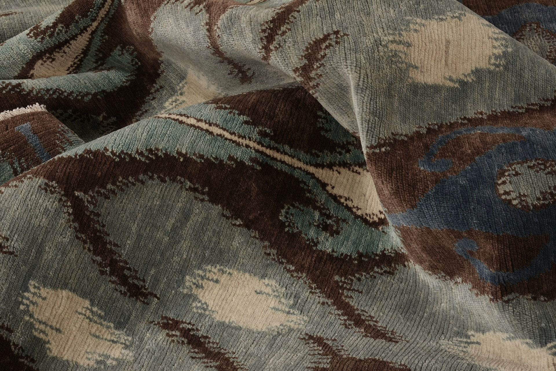 Tapis en Laine Ikat Noué à la Main