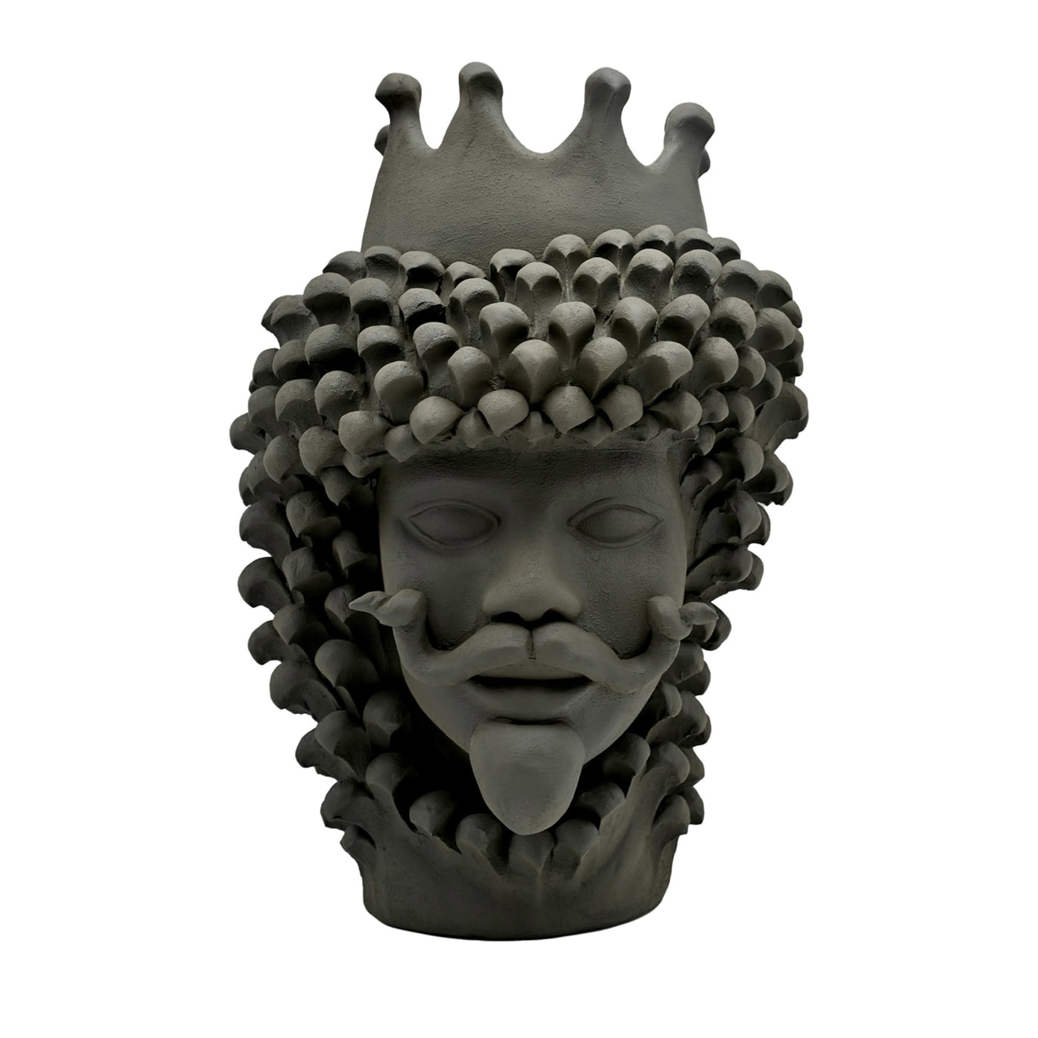 Sculpture Tête De Maure Grise
