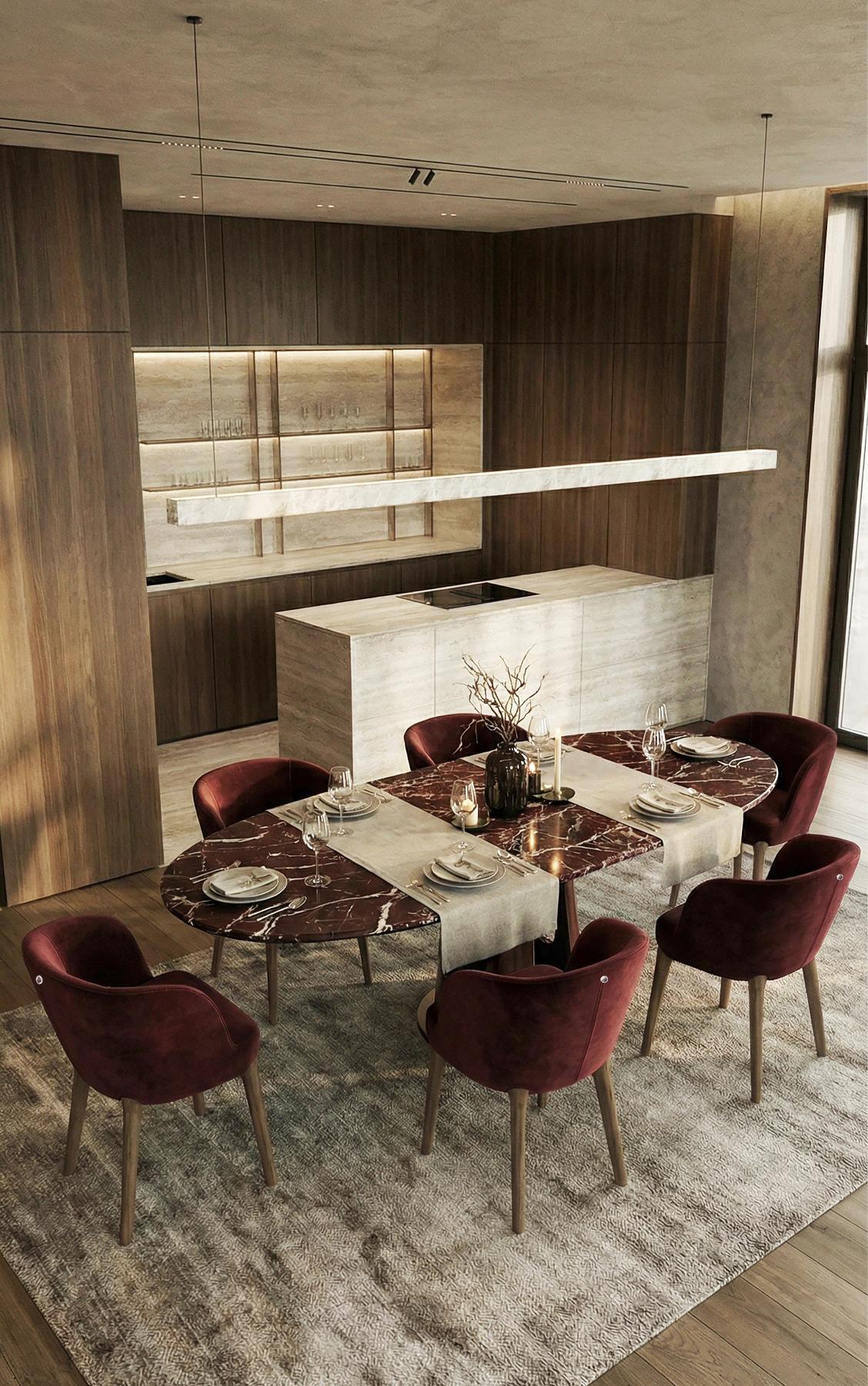 Table de salle à manger ovale en marbre Aura