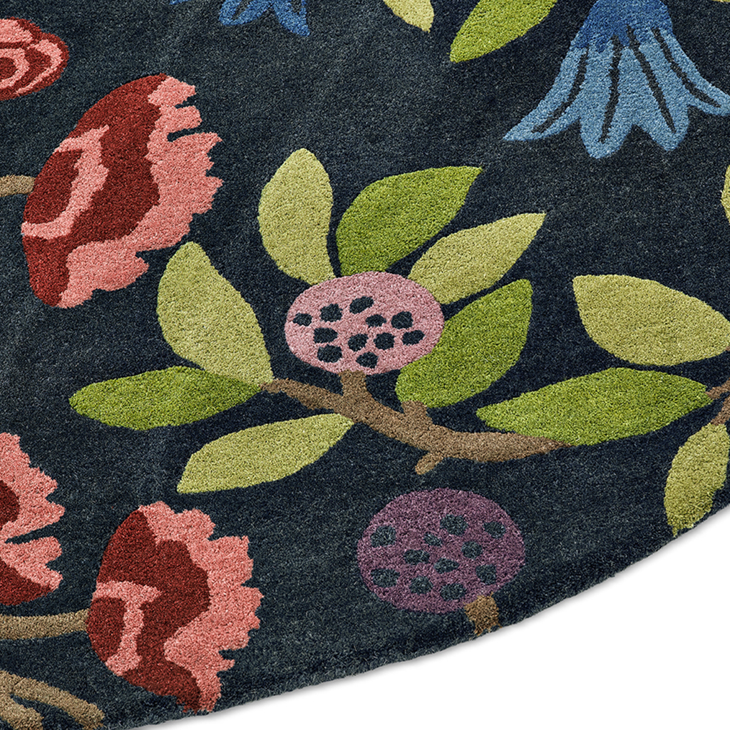 Tapis rond Foraging Indigo 146618 | Taille: Ø 200 cm