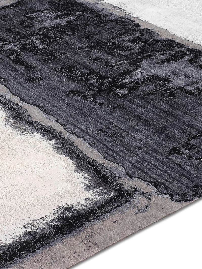 Tapis fait main de luxe Argent / Noir | Taille: 274 x 365 cm