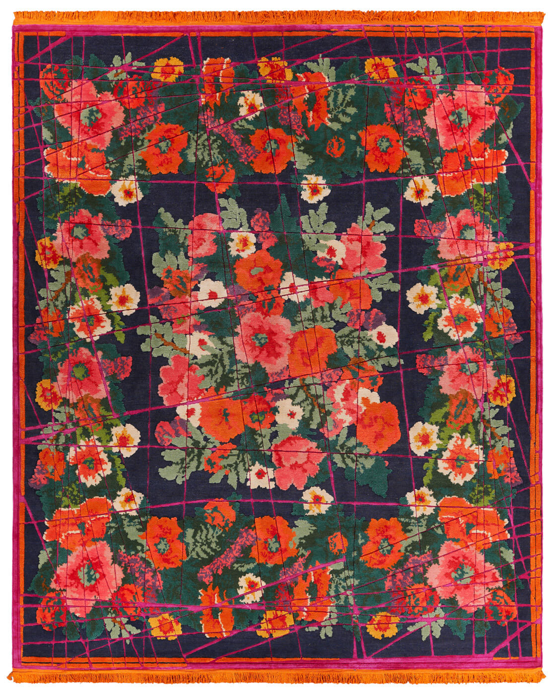 Tapis Scarlenka Enveloppé Bleu Foncé Rose