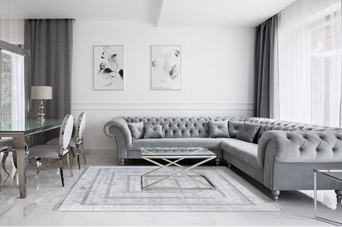 Tapis Domino Tencel Argenté