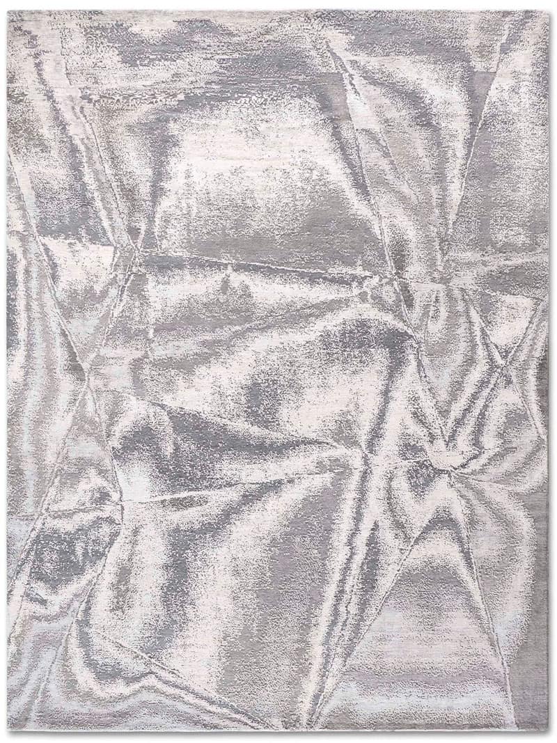 Tapis noué main Argent Véritable