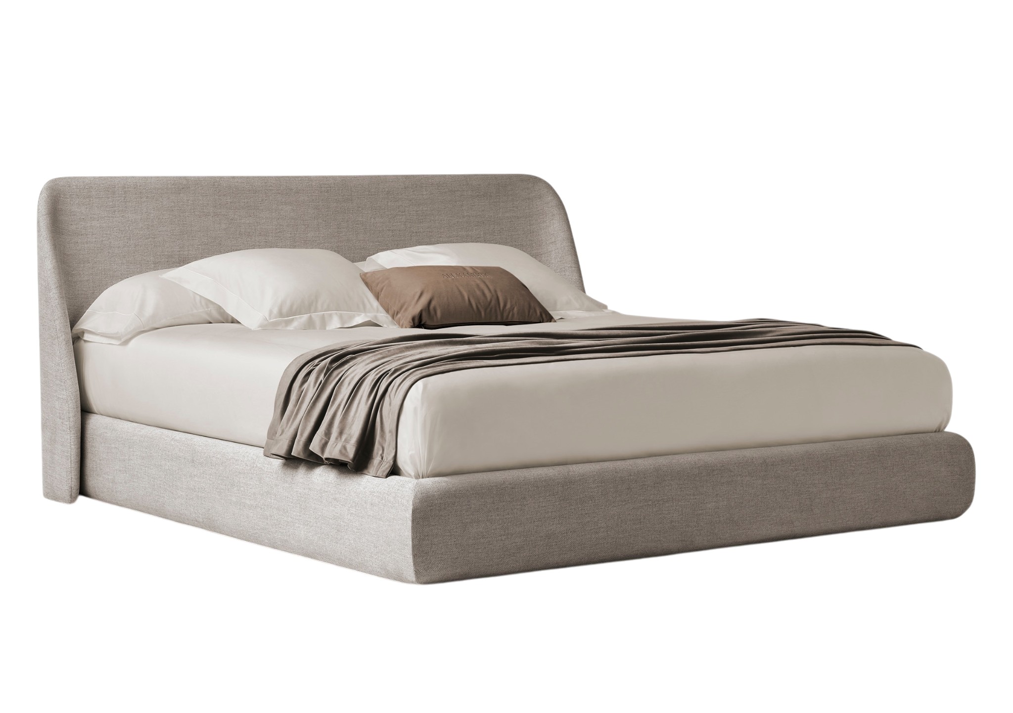 Lit tapissé en tissu beige Atlas
