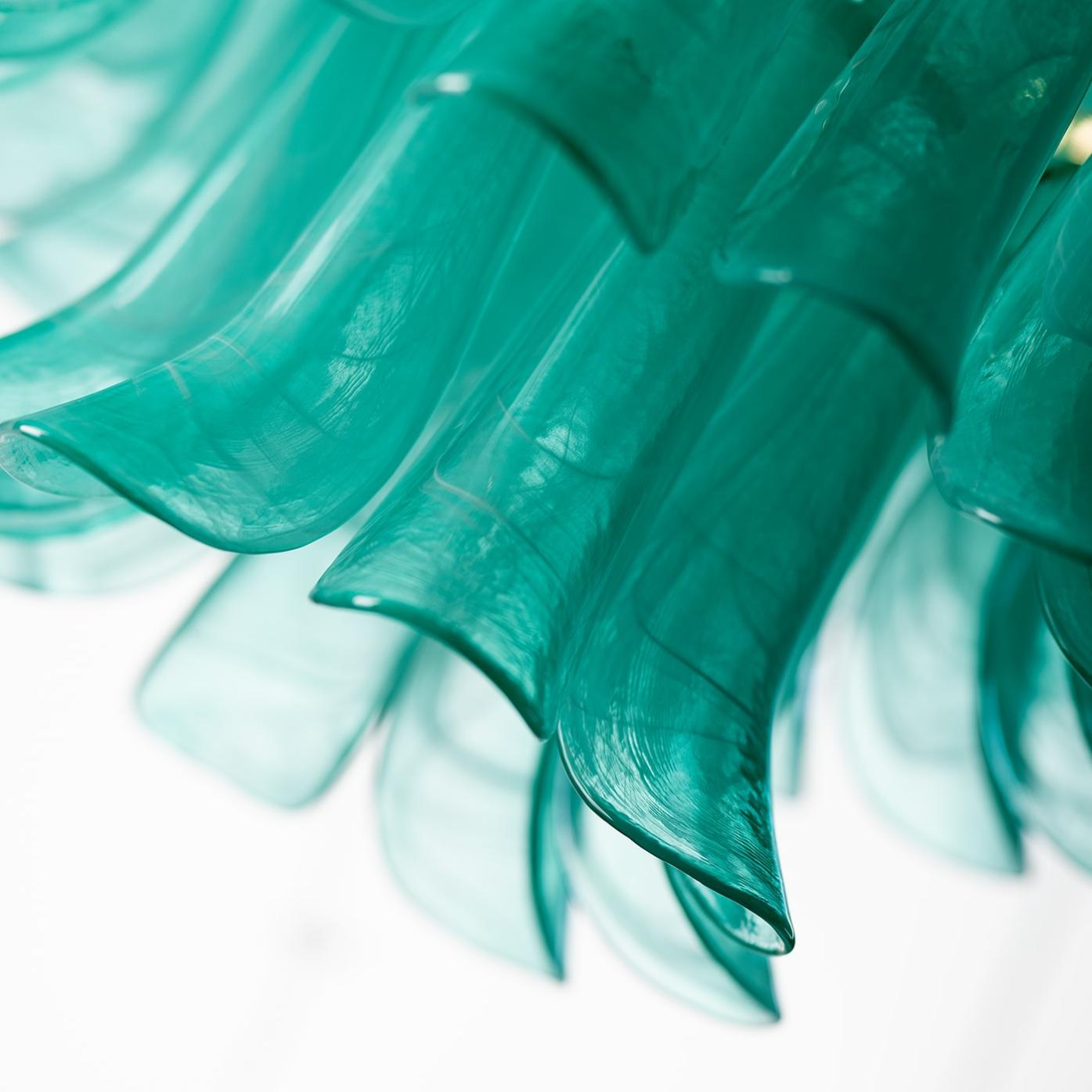 Lustre Feuilles en Verre Vert