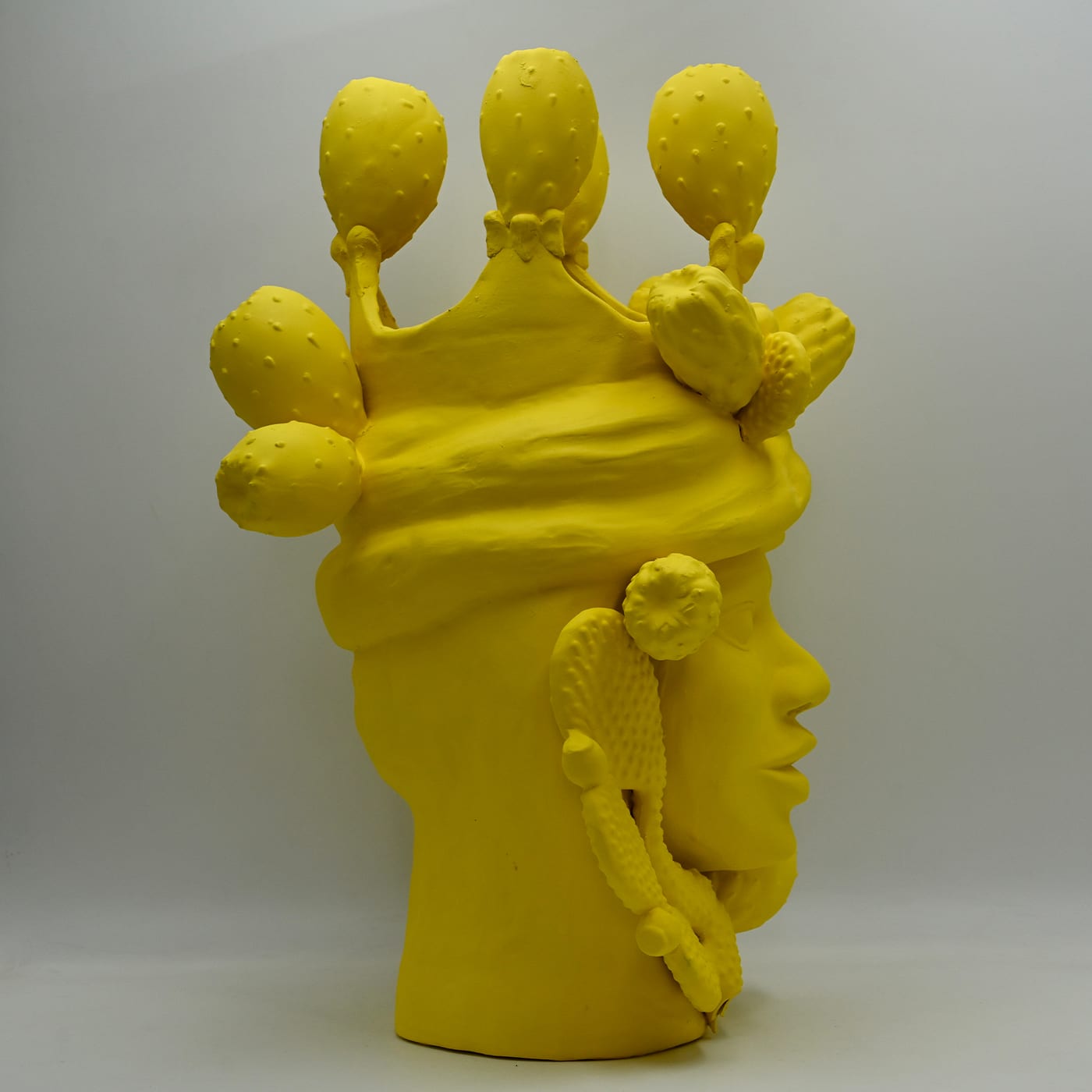 Sculpture Tête De Maure Jaune Artisanale