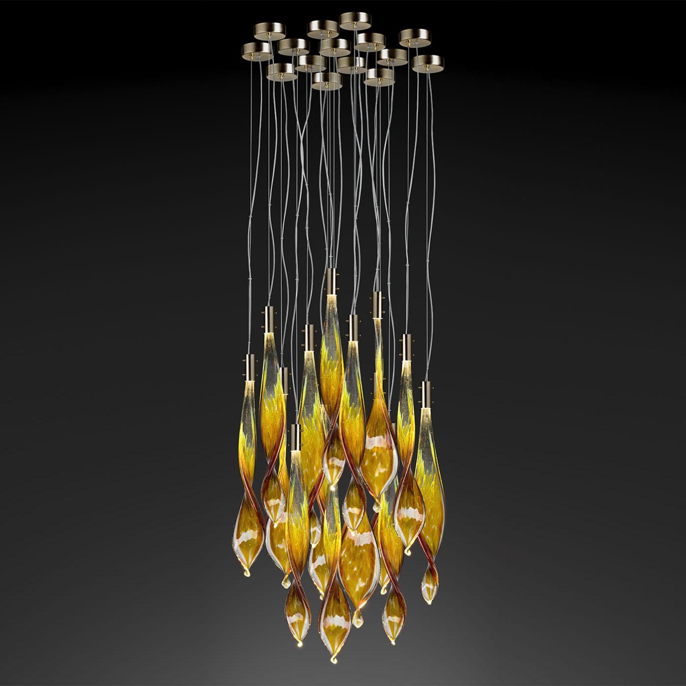 Suspension Murano Feuilles 14 Lumières