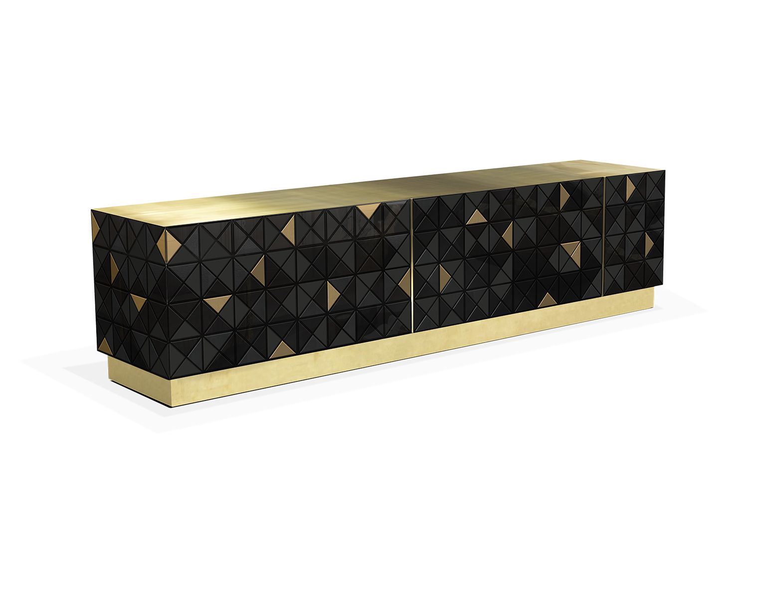 Meuble TV Noir & Or Mosaic