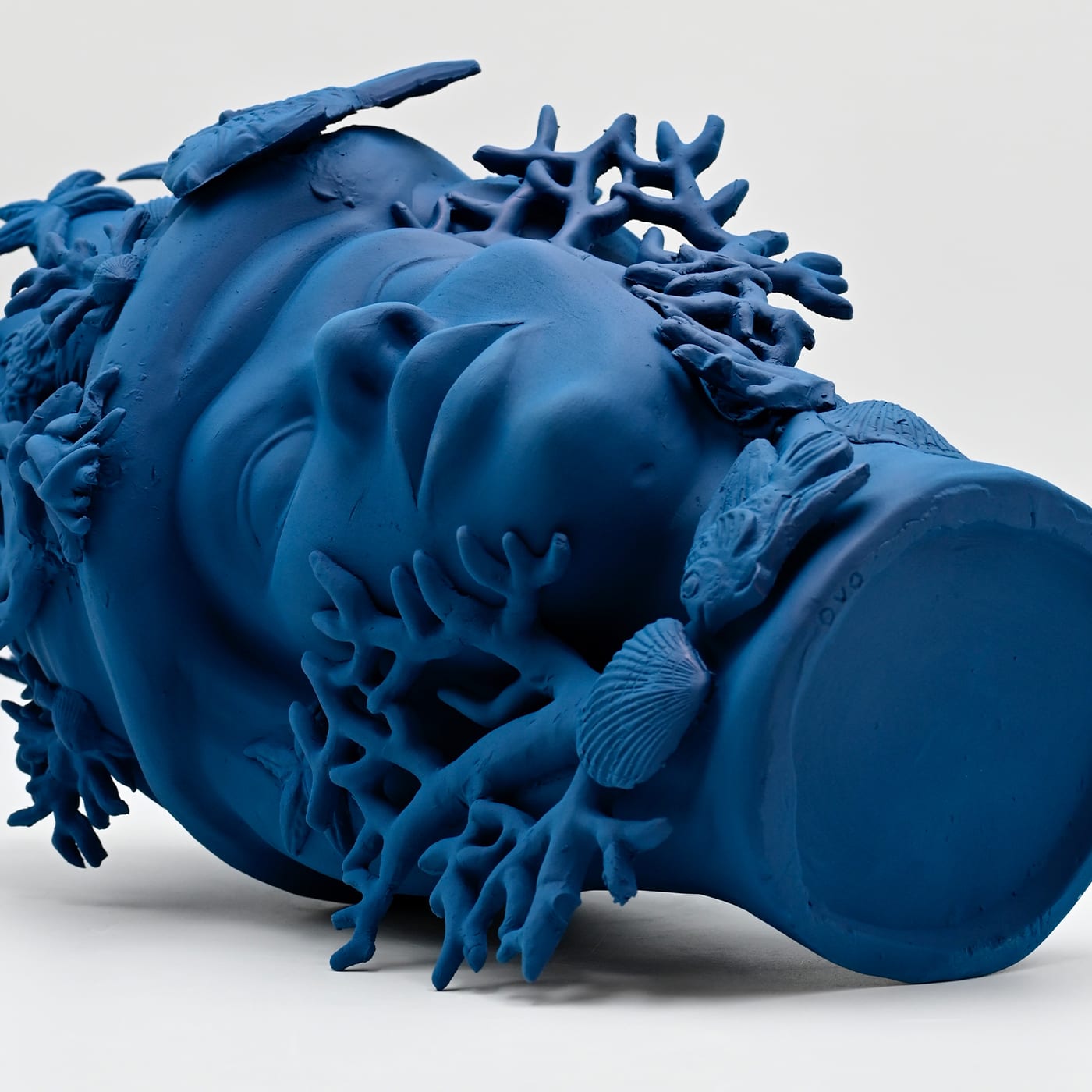 Sculpture Tête De Maure Bleu Royal Artisanale