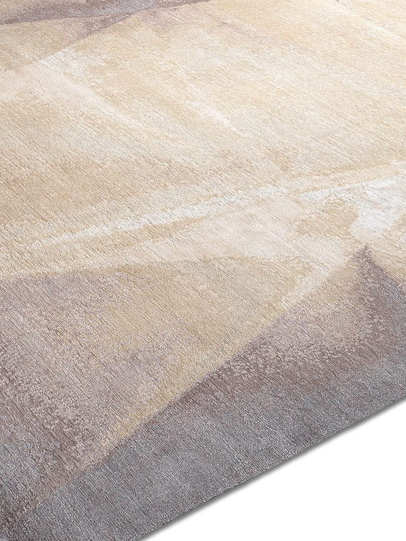 Tapis noué main Jaune Mauve