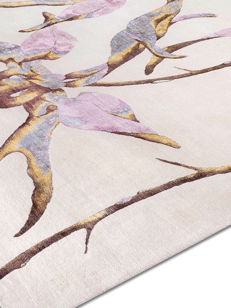 Tapis noué main de luxe Orchidée