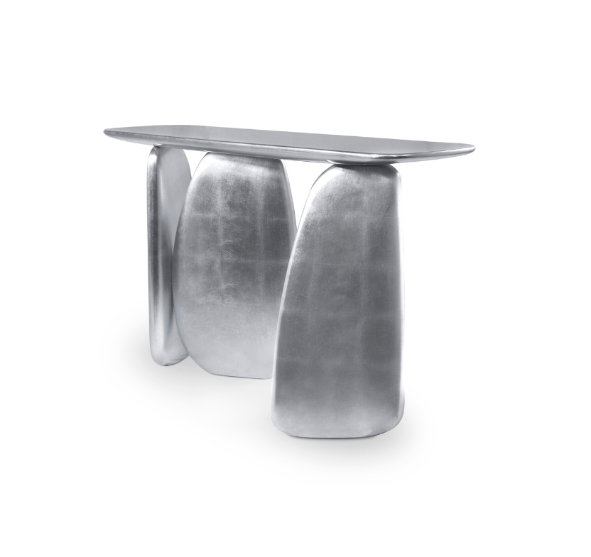 Console Sculpturale Argentée