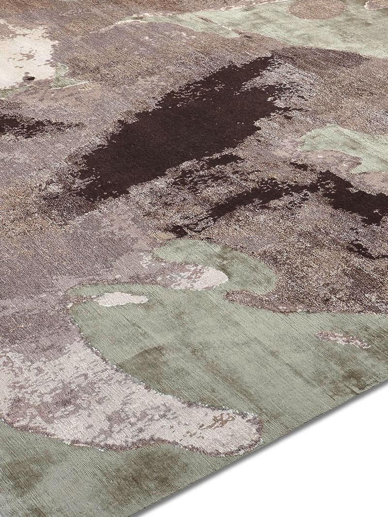 Tapis No. 01 Naturel sur Vert Fatigué | Taille: 183 x 274 cm