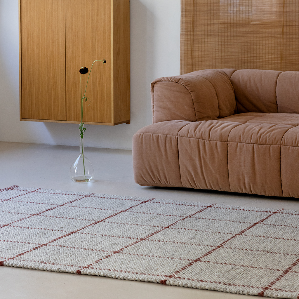 Tapis Artisan Matière Carreaux Cendré/Pierre | Taille: 140 x 200 cm