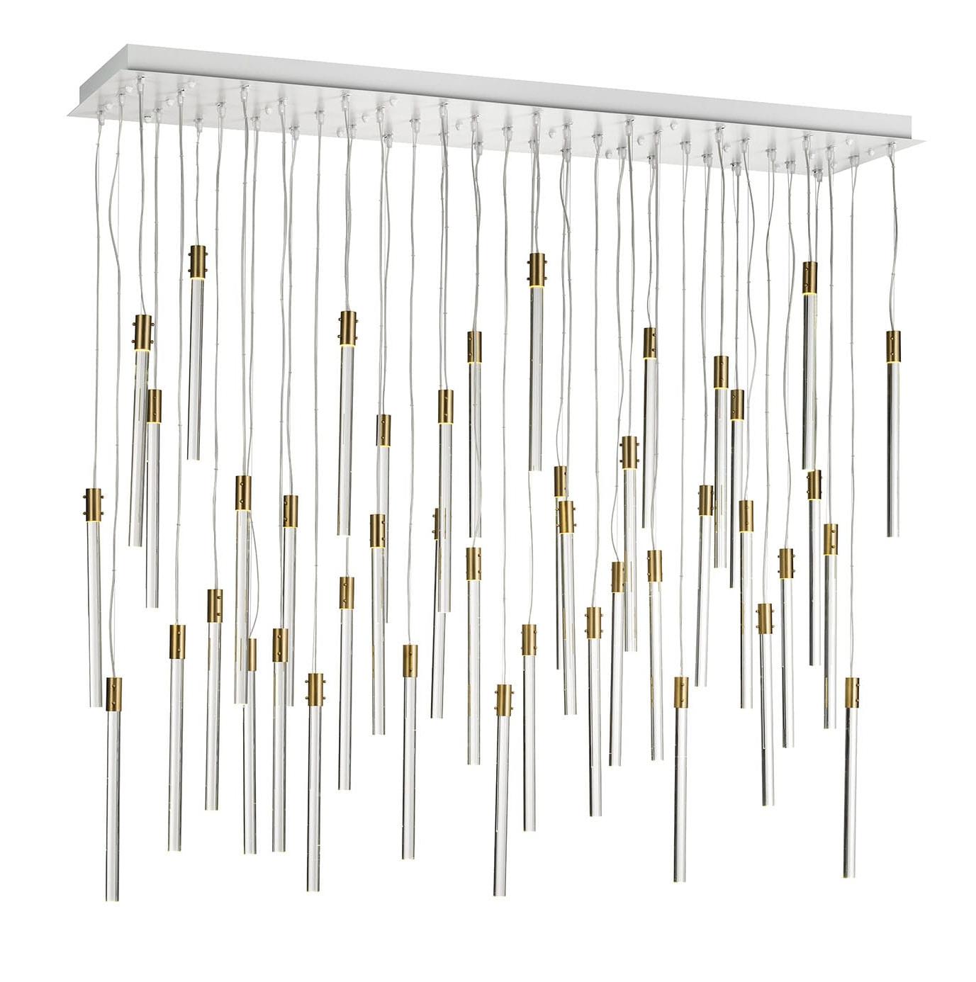 Lustre Contemporain avec 43 Pendentifs en Verre Transparent