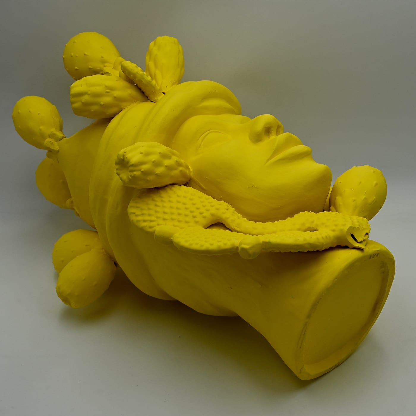 Sculpture Tête De Maure Jaune Artisanale
