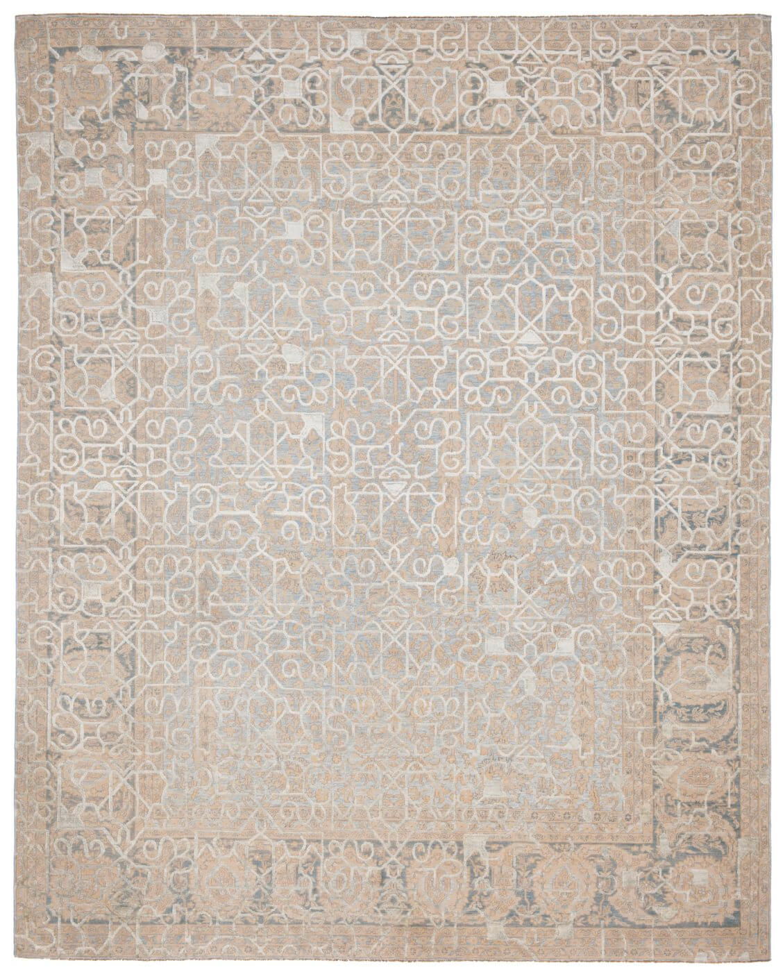 Tapis Tabriz Wooster Hayat 1 Bleu Ciel Gris Argent Soie