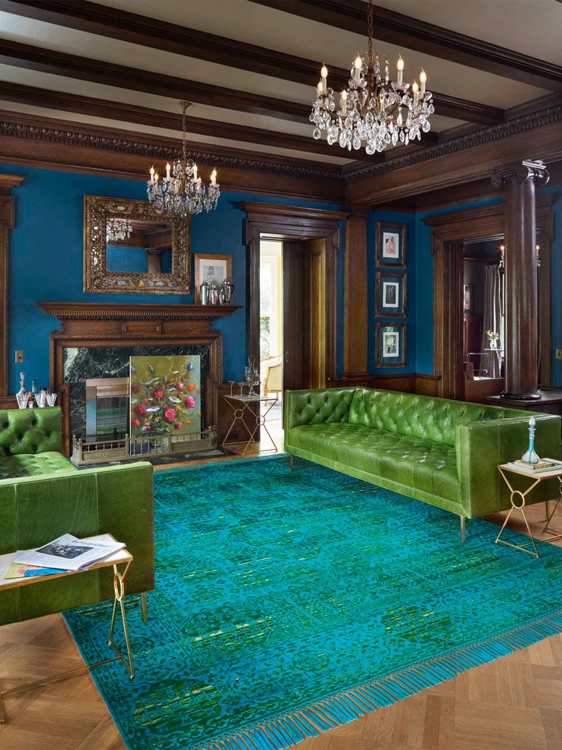 Tapis de luxe Bleu Électrique / Vert