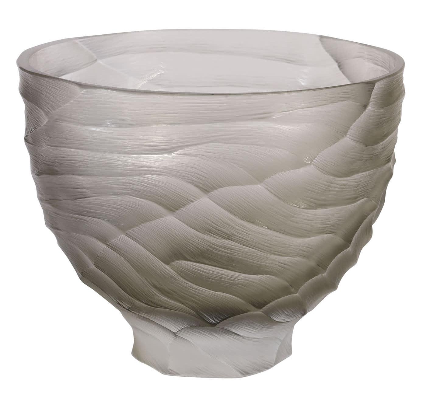 Grand vase forme coupe en verre de Murano gris