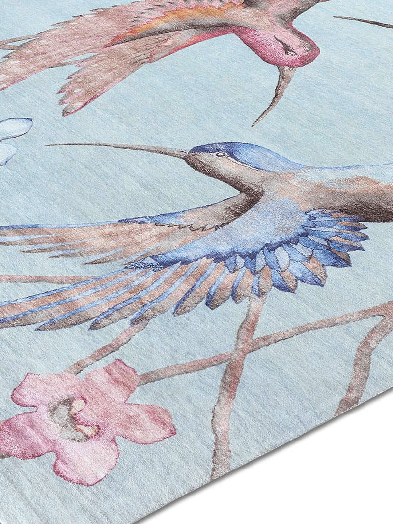 Tapis noué main Colibris