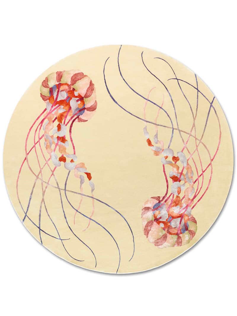 Tapis noué main Méduse Rond