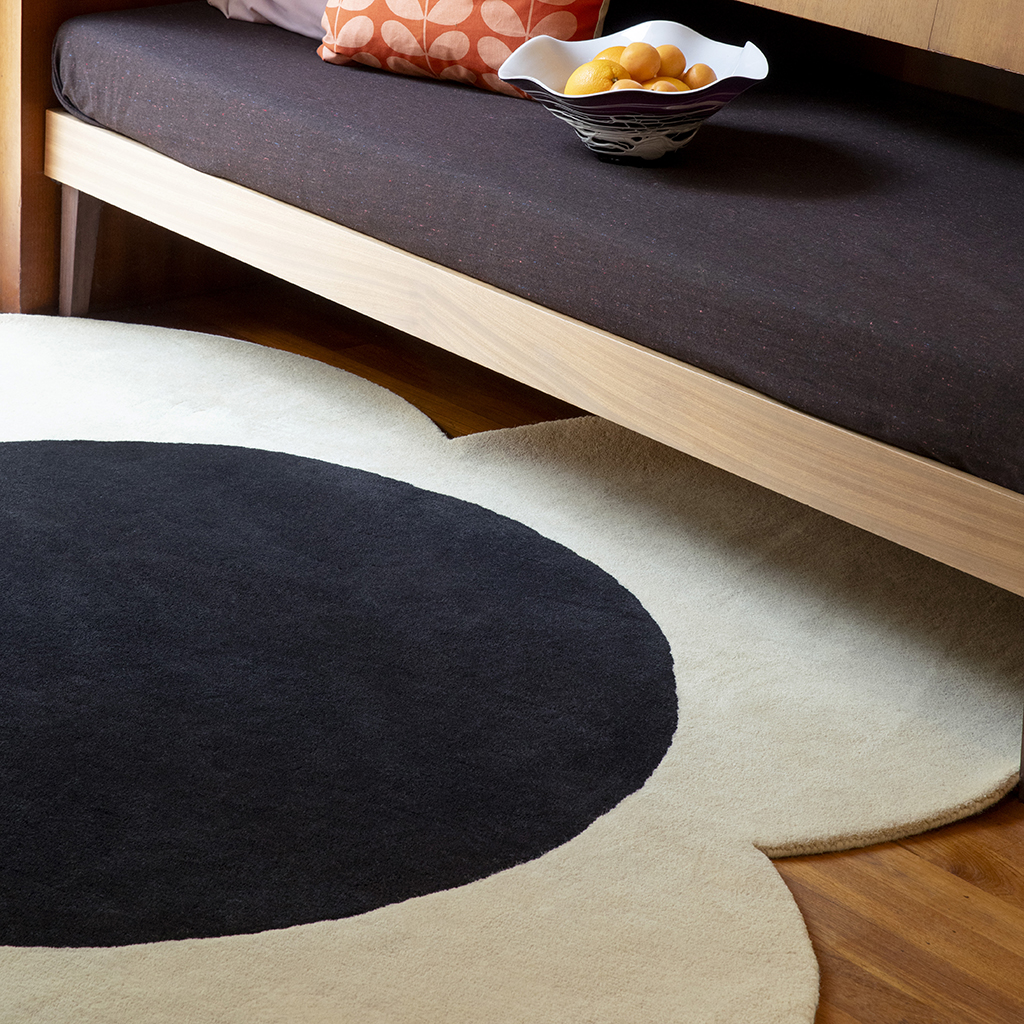 Tapis design en laine Flower Spot Écru / Noir 158409