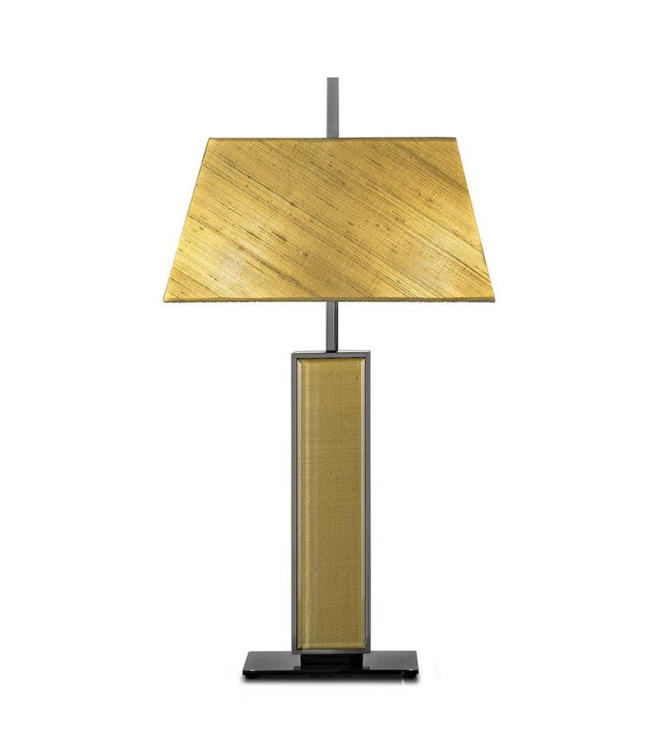 Lampe Métal et Verre Abat-Jour Tissu Élégance