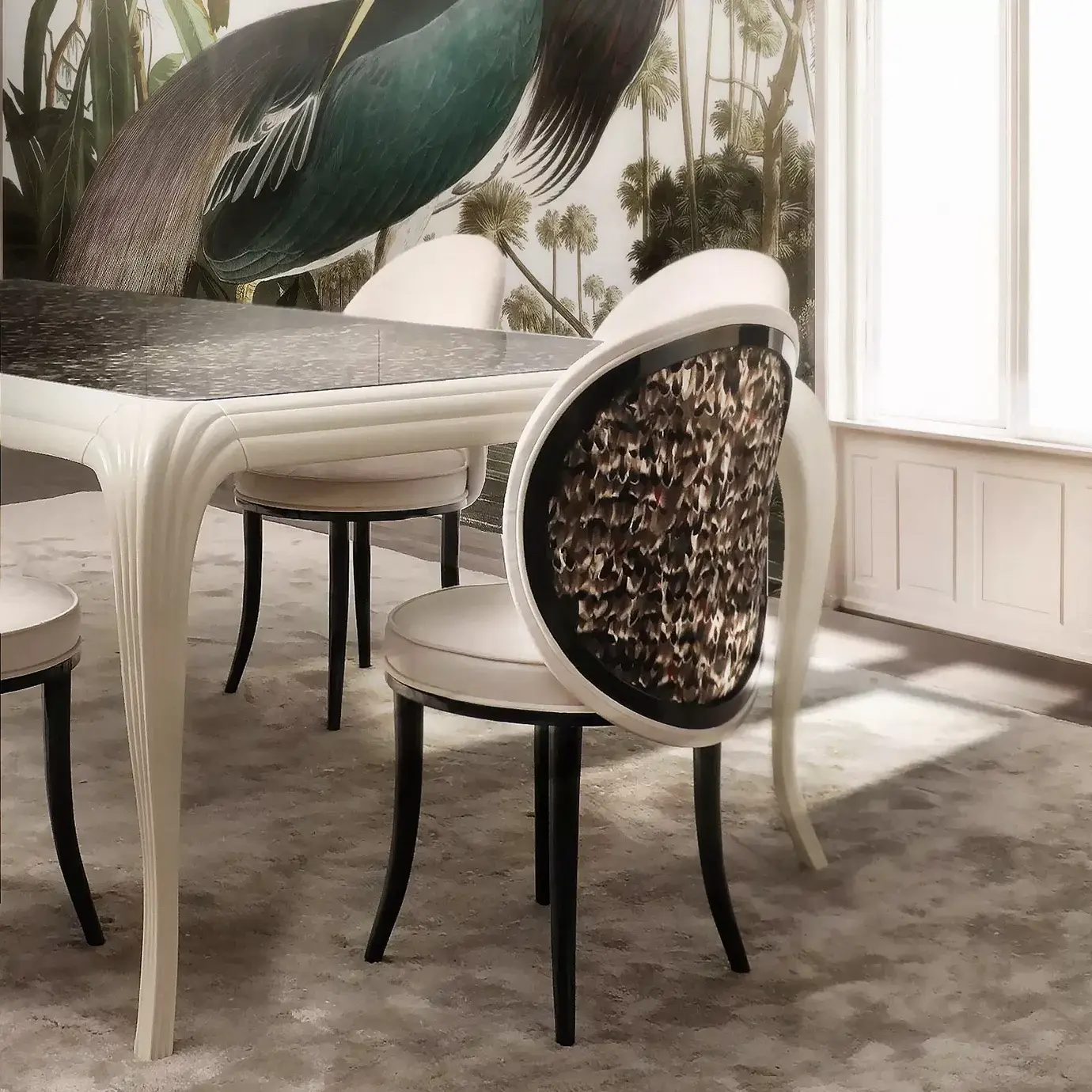 Chaise de Salle à Manger Merveille Dos Plumes Folie