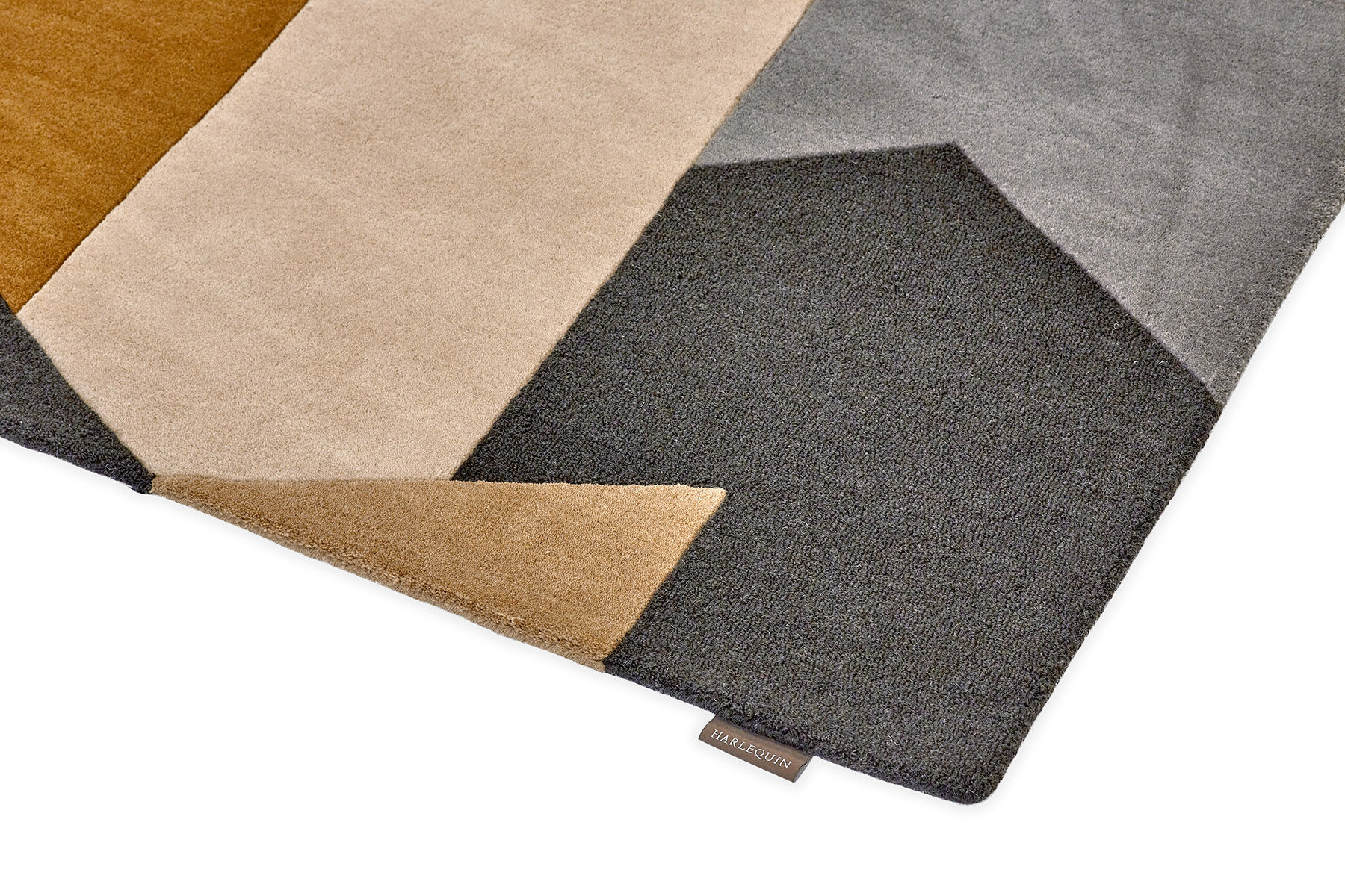 Tapis fait main Popova Caramel / Ardoise / Coquillage | Taille: 140 x 200 cm