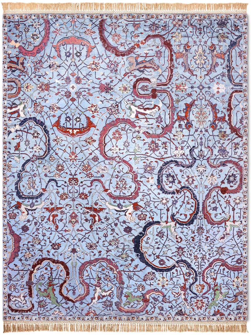 Tapis de luxe Tabriz Bleu Clair
