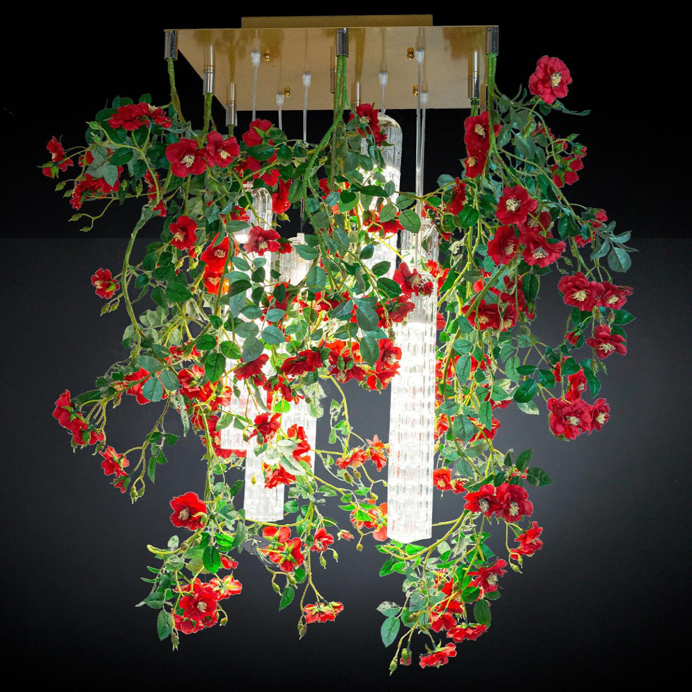 Lustre carré roses rouges