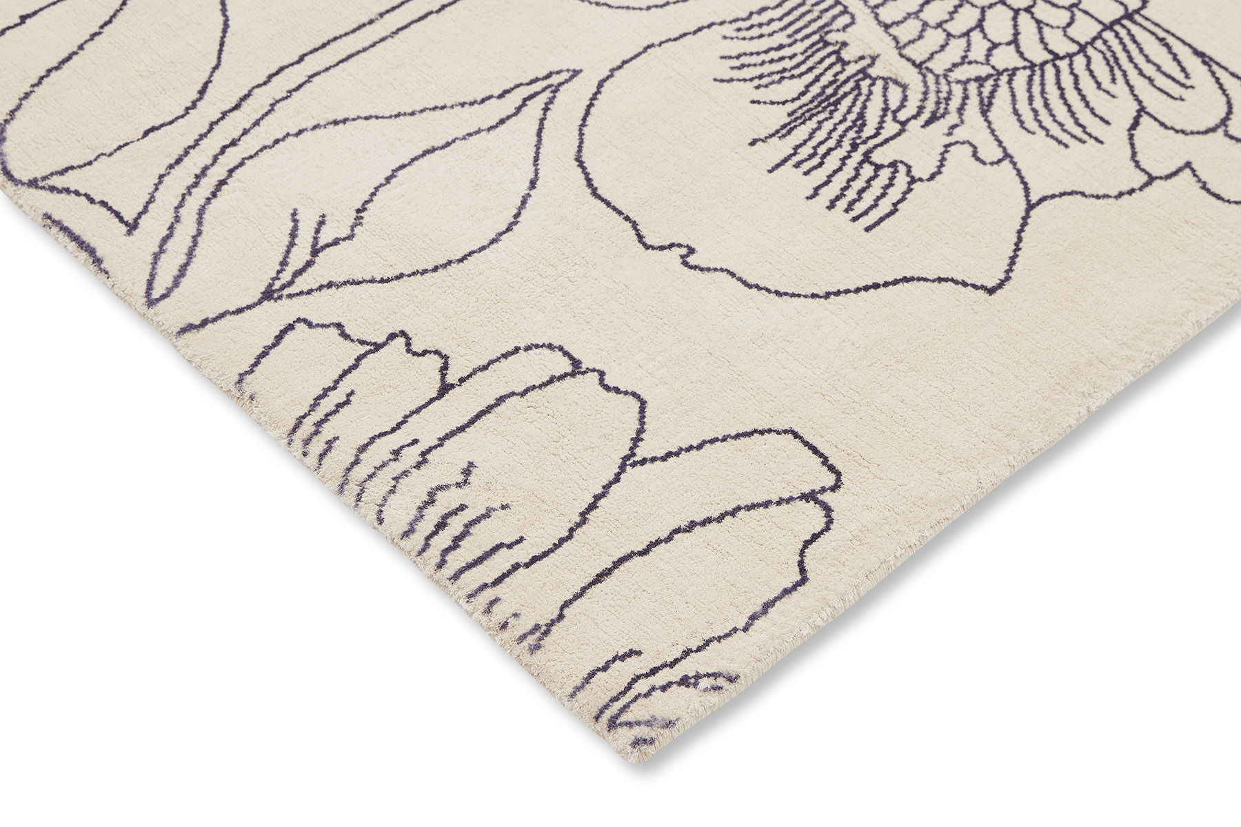 Tapis Linear Floral Bleu