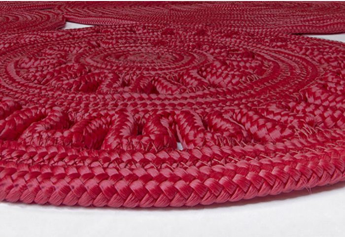 Tapis Patchwork Tressé Rouge