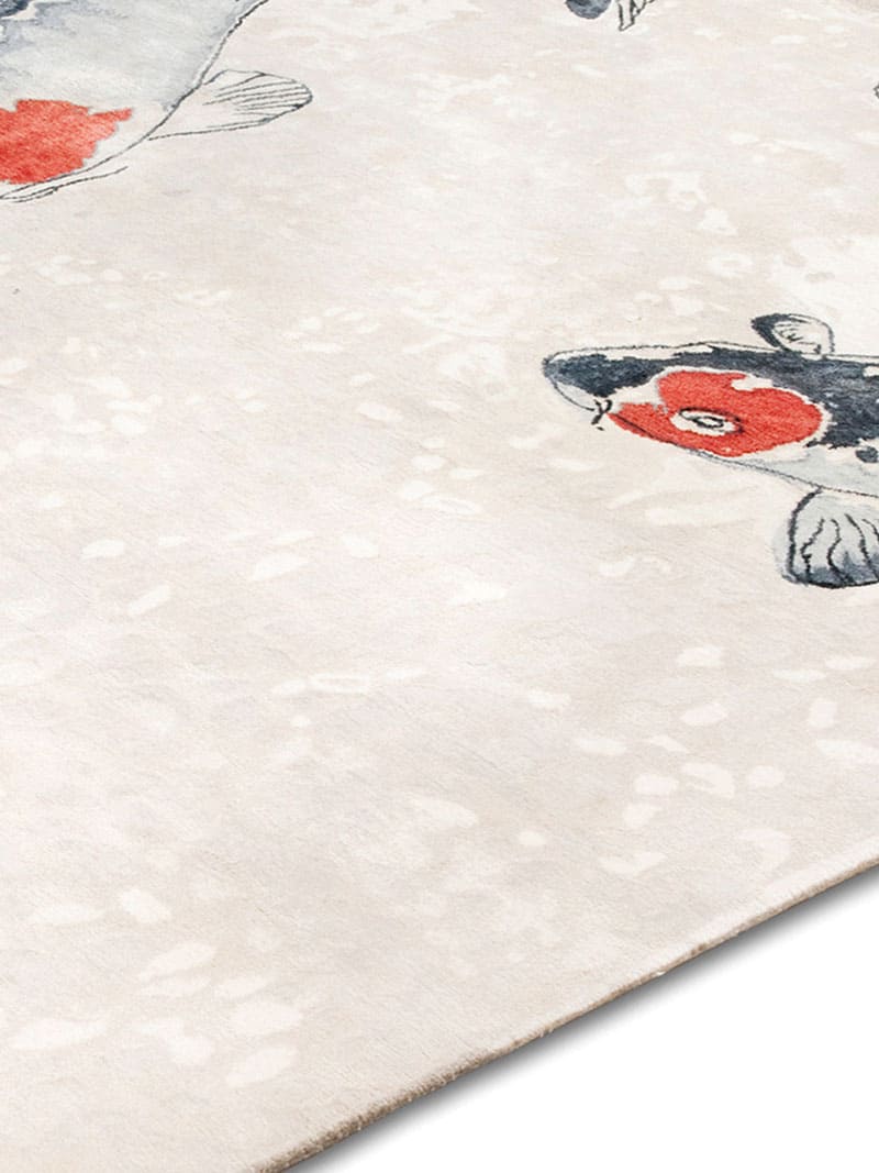 Tapis noué main de luxe Poisson Sable