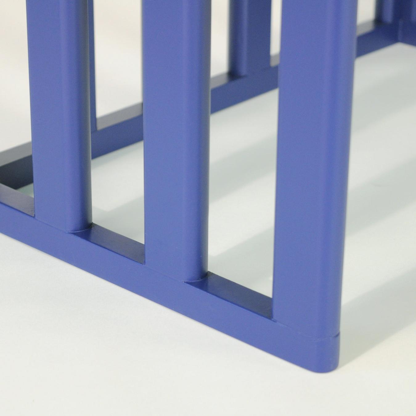 Table d'Appoint Ovale Bleue en Bois