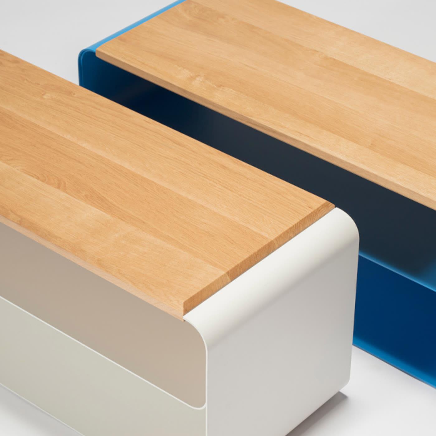 Banc Contemporain Bois &amp; Métal (Var. 2) - 1