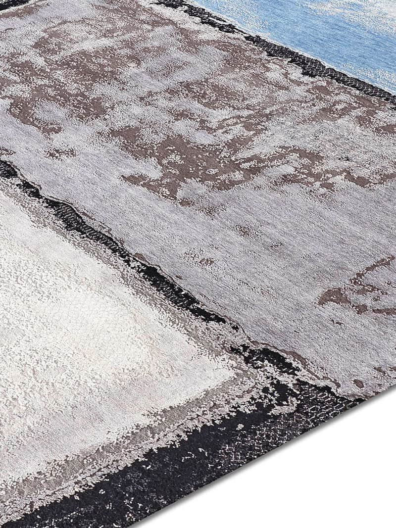 Tapis tissé main Bleu Clair Argenté