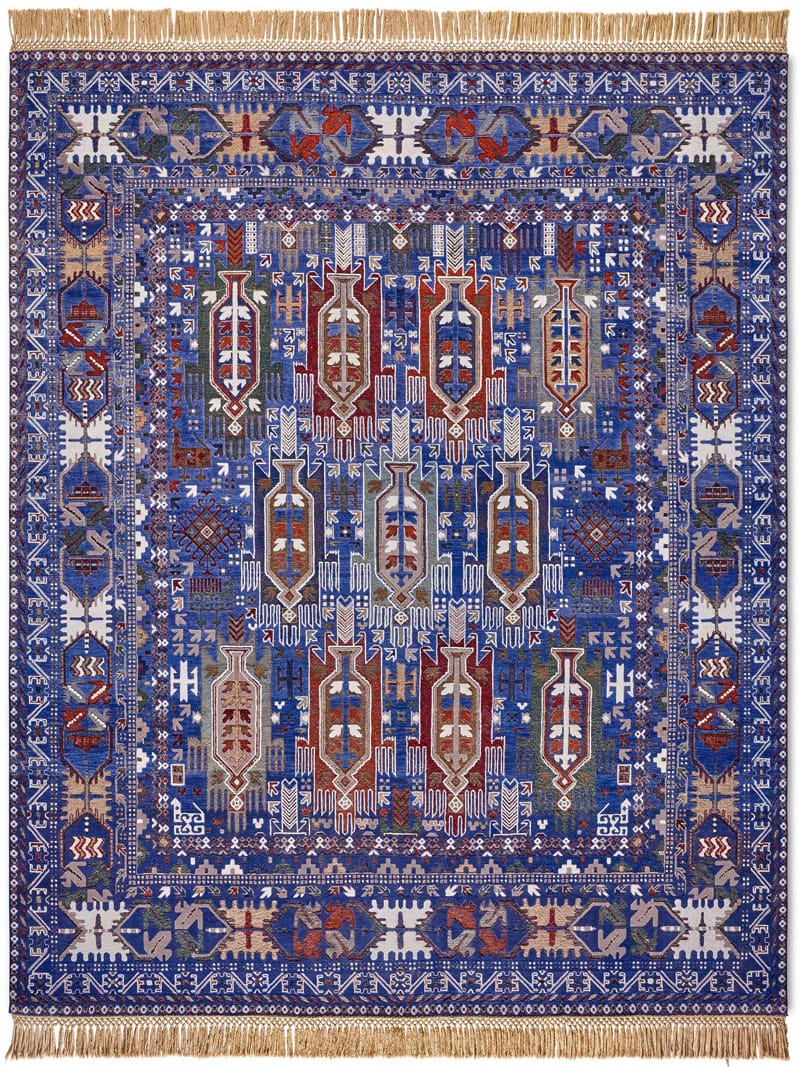 Tapis Baloutche Inversé Original sur Bleu Minuit