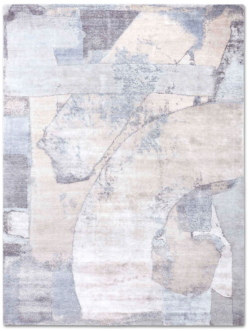Tapis tissé main Argent Neige | Taille: 365 x 457 cm