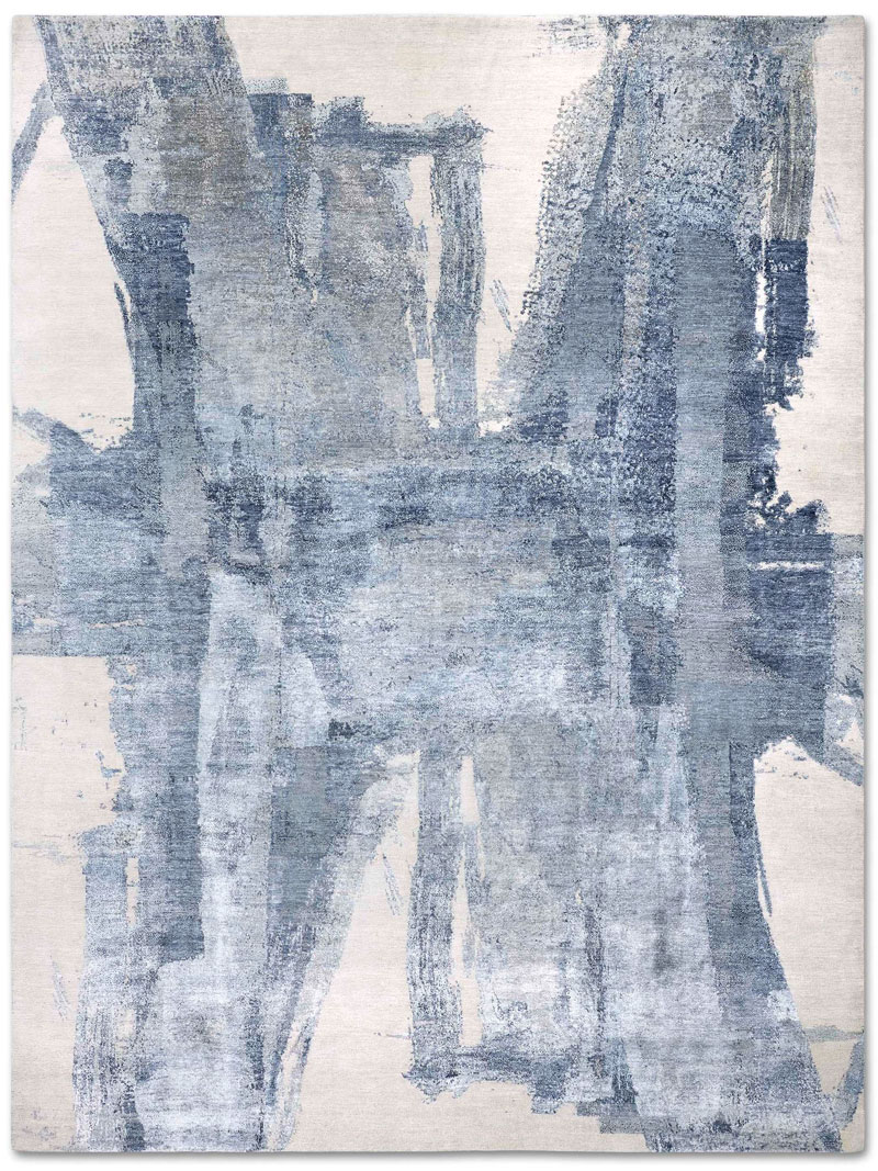 Tapis No. 10 Bleu/Gris sur Gris Clair | Taille: 170 x 240 cm