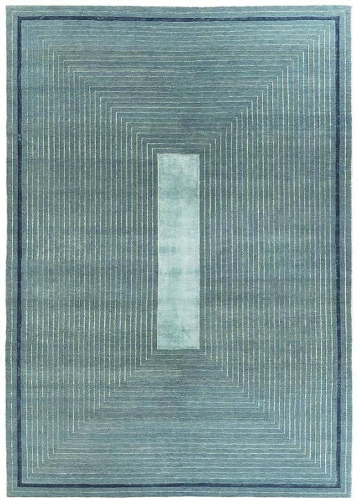 Tapis à Cadre Turquoise en Laine & Viscose