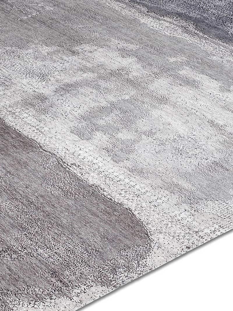 Tapis tissé main Argent Blanc Gris | Taille: 274 x 365 cm