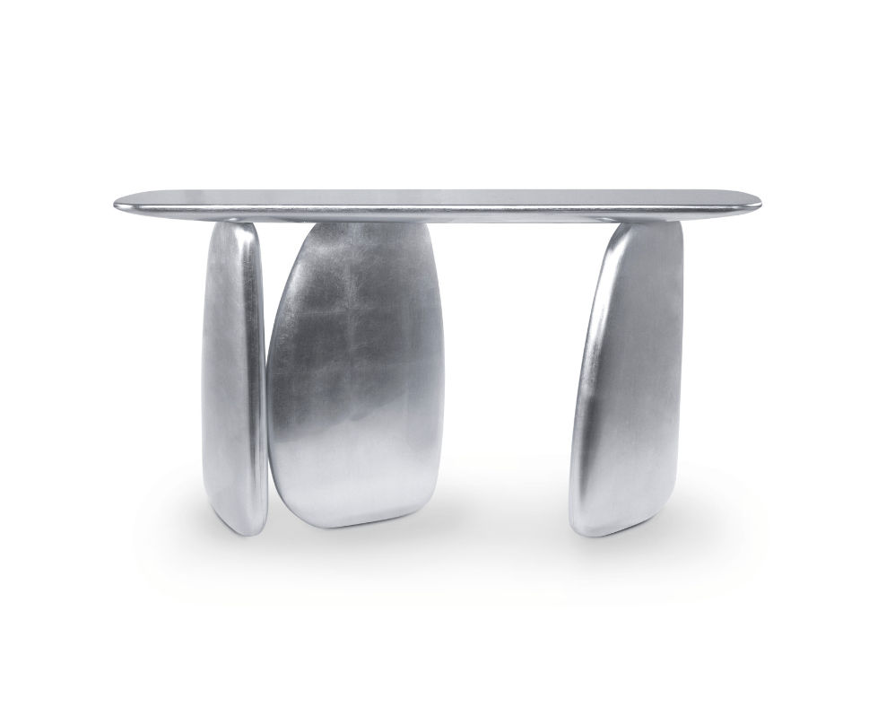 Console Sculpturale Argentée