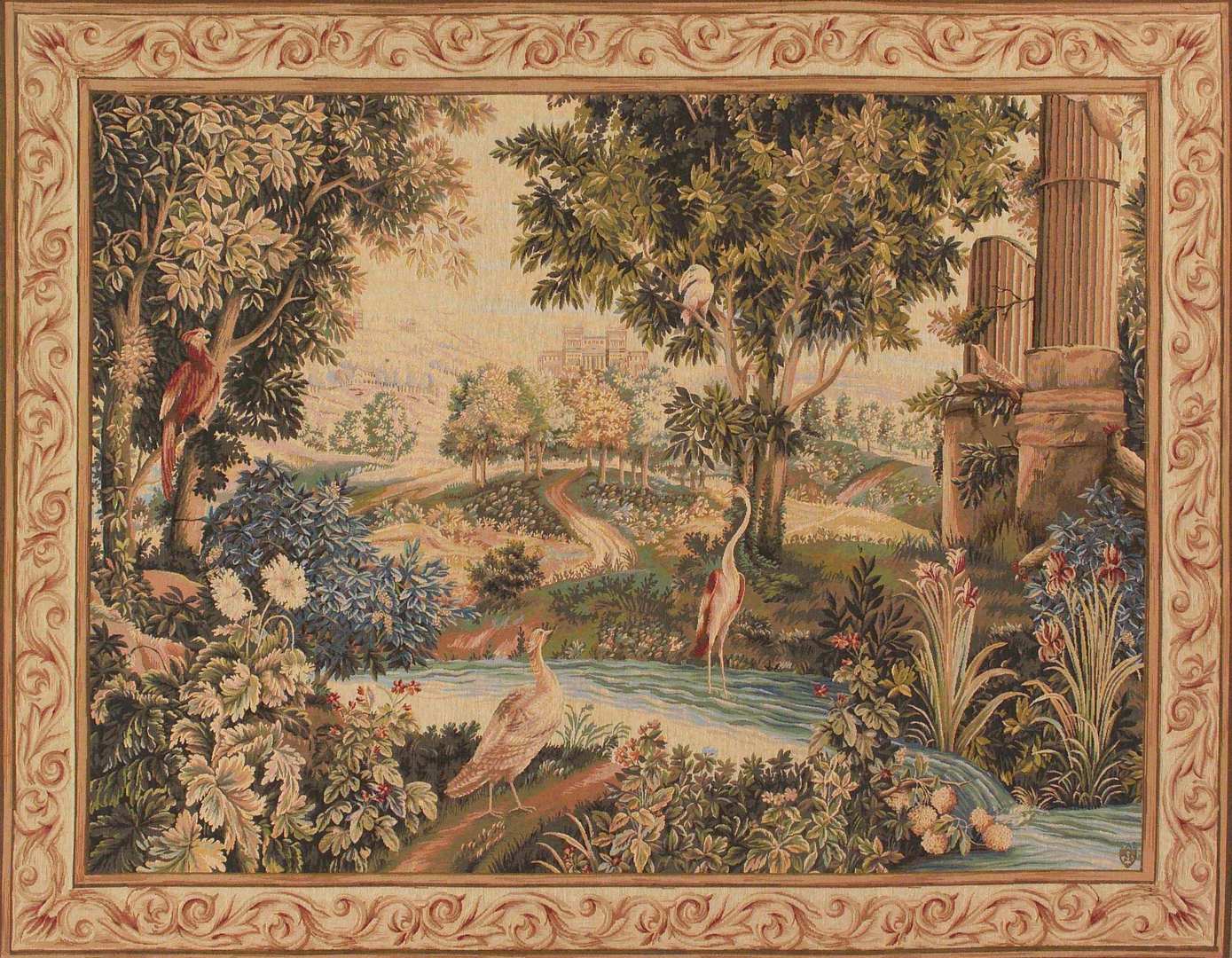Tapisserie Verdure Horizontale aux Oiseaux
