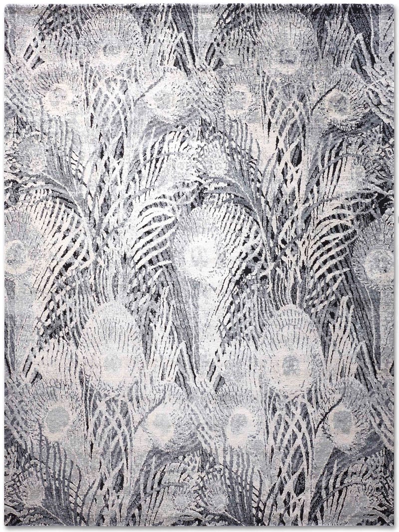 Tapis Plumes Bleu Gris
